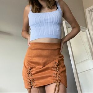 Orange Faux Suede Skirt